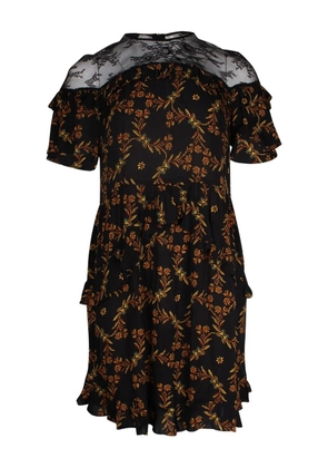 SANDRO floral-print ruffled mini dress - Black