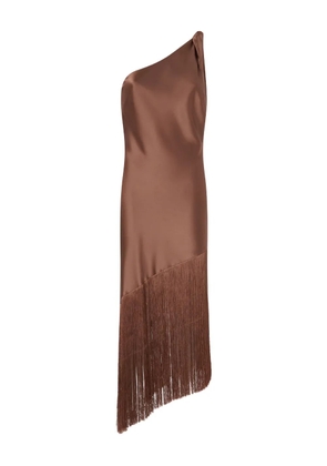 PINKO one-shoulder fringed dress - Brown