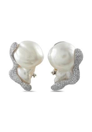 YVEL diamond baroque pearl earrings - White