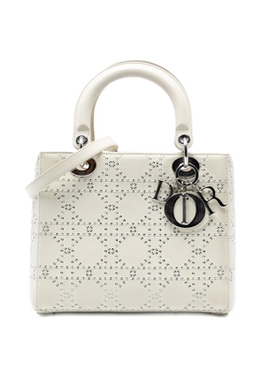 Christian Dior Pre-Owned 2013 Medium Perforated Calfskin Cannage Lady Dior satchel - White