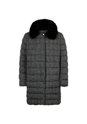 Moorer padded fur-collar coat - Black