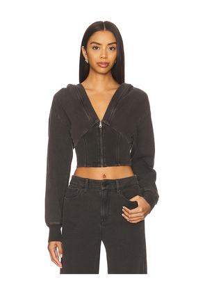 Good American Jeanius Zip Up Hoodie in Charcoal. Size L. Also in M, S, XL/1X, XS, XXL/2X, XXXL/3X.