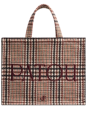 Patou logo-embroidered check tote bag - Brown