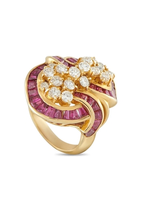 LB Exclusive 18K yellow gold diamond and ruby ring
