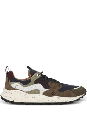 FLOWER MOUNTAIN logoed suede leather trainers - Brown