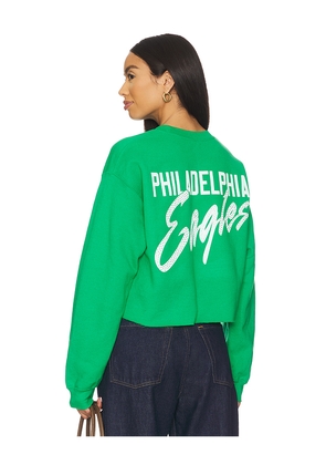 Junk Food Eagles Bling Crop Crew Sweatshirt in Green. Size L. Also in M, S, XL/1X, XS.