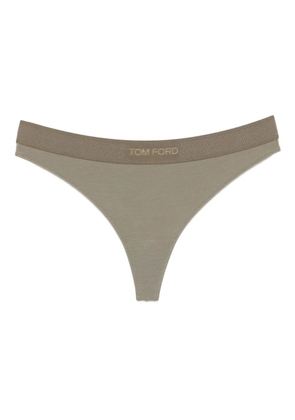 TOM FORD logo-embroidered thong - Green