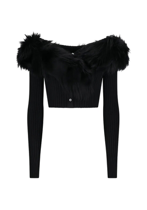 Blumarine faux-fur trimmed cardigan - Black