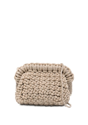 Hibourama mini Rock embellished-woven cutch bag - Gold