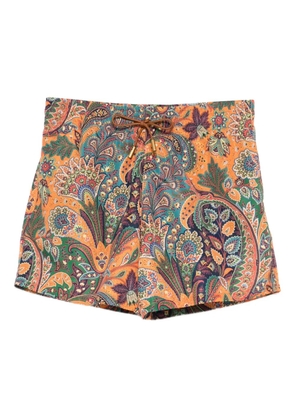 ETRO paisley-print drawstrings swim shorts - Orange