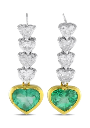 LB Exclusive pre-owned 18K yellow gold diamond and emerald earrings