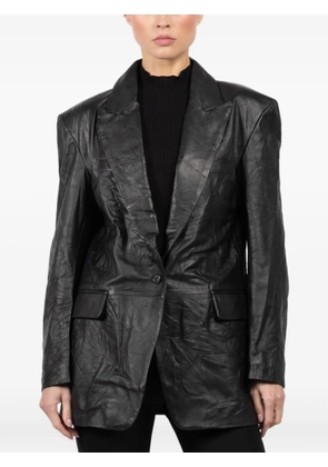 Isabel Benenato textured single-breasted leather blazer - Black