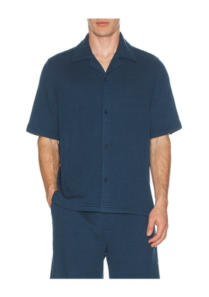 SIMKHAI Troy Short Sleeve Shirt in Brown. Size L. Also in M, S, XL/1X.