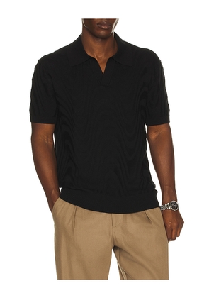 Frescobol Carioca Rino Jacquard Knit Polo in Black. Size L. Also in M, S, XL/1X, XXL/2X.