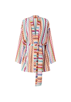 Missoni zigzag belted beach kimono - White