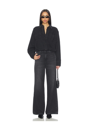 Good American Denim Shirt Jumpsuit in Black. Size L. Also in M, S, XS, XXL/2X.