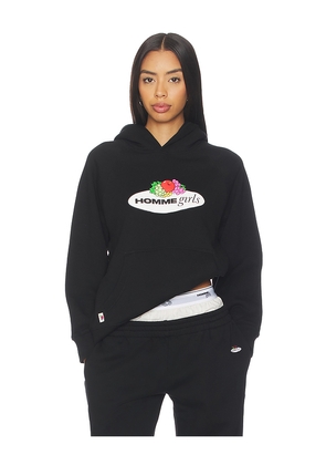 HOMMEgirls X Fruit Of The Loom Hoodie in Black. Size L. Also in M, S, XS.