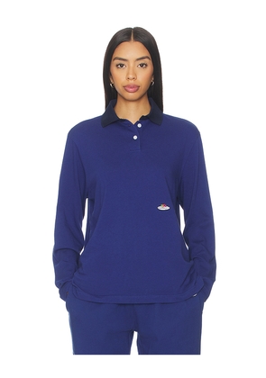 HOMMEgirls X Fruit Of The Loom Long Sleeve Polo in Navy. Size M. Also in S, XS.