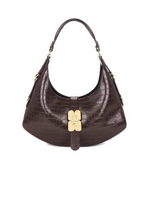 Ganni Kat Small Croc Bag in Chocolate.