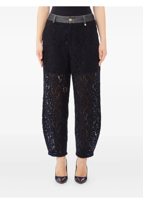 LIU JO lace-denim cotton-blend trousers - Black