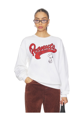 Junk Food Peanuts Since 1950 Sweatshirt in White. Size L. Also in M, S, XL/1X, XS.