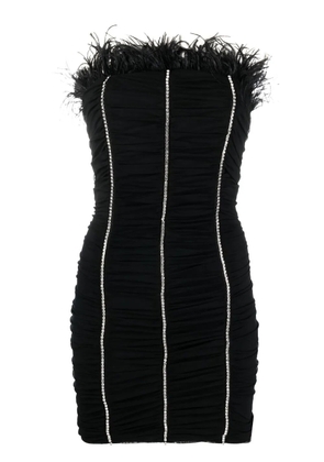 Patrizia Pepe crystal-embellished feather-detail dress - Black