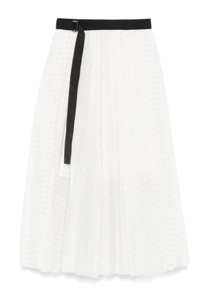 sacai plissé midi skirt - White