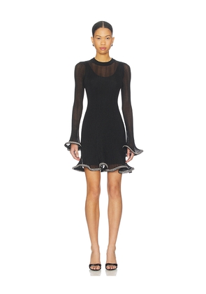 SIMKHAI Zelda Long Sleeve Mini Dress in Black. Size L. Also in M, S, XS.