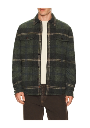 Faherty Range Fleece Lined Shacket in Green. Size L. Also in S, M, XL/1X.