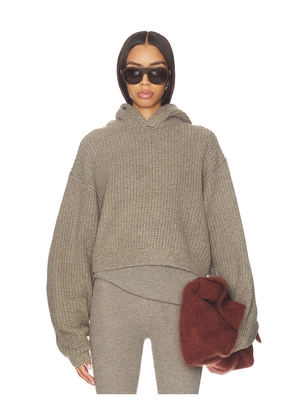 Fear of God ESSENTIALS Heavy Waffle 90's Hoodie in Grey. Size L. Also in M, S, XS.