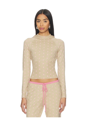 Frankies Bikinis Hazel Cloud Knit Hoodie in Beige. Size M. Also in S, XS.