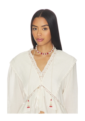 Isabel Marant Nina Long Necklace in Cream,Red.
