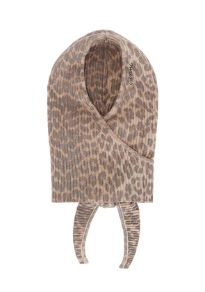 Ganni Graphic Wool Knit Balaclava in Brown.