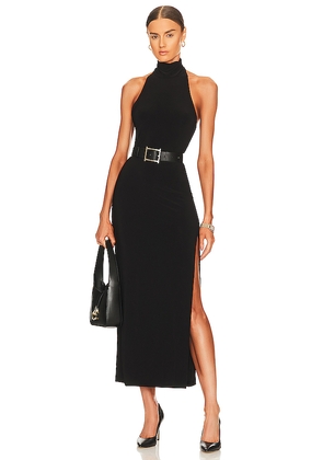 Norma Kamali x REVOLVE Halter Turtleneck Side Slit Gown in Black. Size L. Also in M, S, XL.