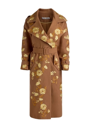 alice + olivia Nevada floral-embroidered trench coat - Brown
