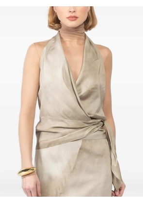 Cortana halterneck tie top - Neutrals