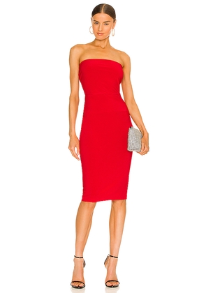 Norma Kamali x REVOLVE Strapless Dress to Knee Dress in Red. Size L. Also in M, S, XL, XS.