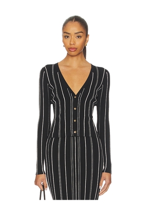 HEVRON Pearl Cardigan in Black,White. Size L. Also in M, S, XS.