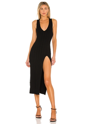 Michael Costello x REVOLVE Variegated Rib Bodycon Dress in Black. Size L. Also in M, XL, XS.