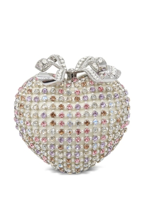 Self-Portrait crystal-embellished clutch bag - Silver