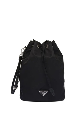 Prada logo-plaque drawstring pouch - Black