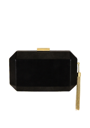 olga berg Lia Facetted Clutch With Tassel in Black.