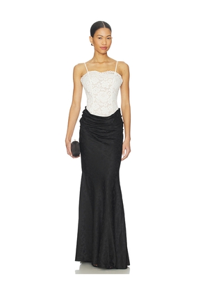For Love & Lemons Karissa Maxi Gown in Black,White. Size 0. Also in 10, 12, 2, 4, 6, 8.