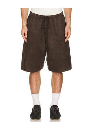 Fear of God ESSENTIALS Relaxed Sweatshort in Brown. Size L. Also in M, S, XL/1X.