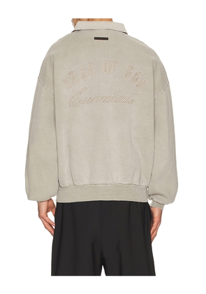 Fear of God ESSENTIALS Classic Polo Sweatshirt in Grey. Size L. Also in XS, S, M, XL/1X, XXL/2X.