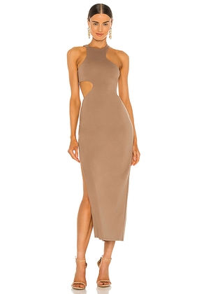 Michael Costello x REVOLVE Rylan Midi Dress in Taupe. Size L. Also in M, S, XL, XS.