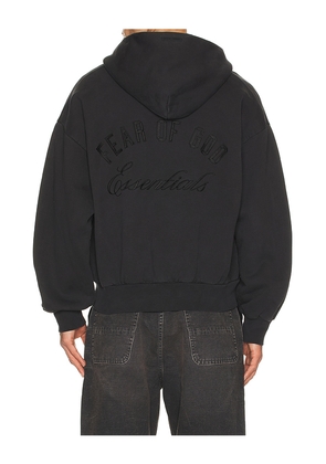 Fear of God ESSENTIALS Classic Full Zip Hoodie in Black. Size L. Also in M, S, XL/1X, XS, XXL/2X.