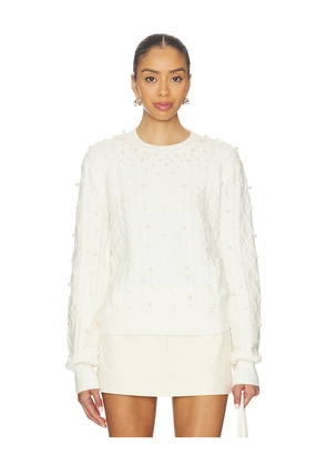 John & Jenn by Line Lux Pullover in Pearl Cable in Cream. Size L. Also in M, S, XL, XS.
