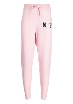 Joshua Sanders patterned intarsia-knit tapered track pants - Pink