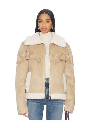 Generation Love Inez Vegan Faux Shearling Jacket in Taupe. Size L. Also in M, S, XL, XS.